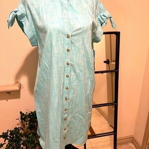 Light teal dress. London Times, new with tags. 100%cotton.